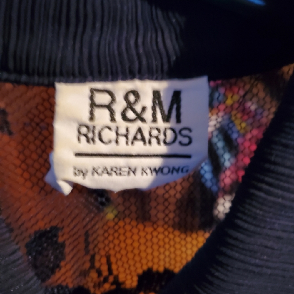 R & M Richard's, jacket, size 16, dark blue with printed blocks